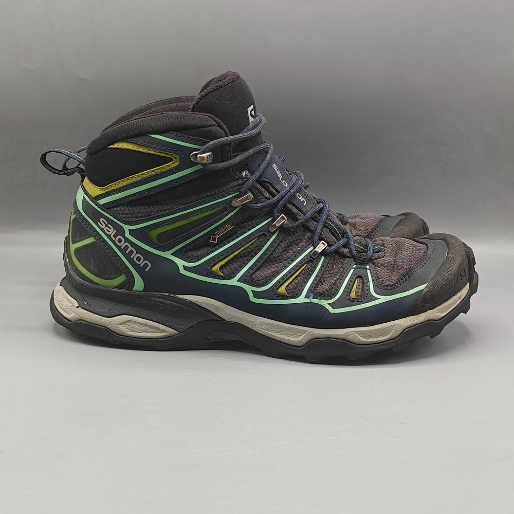 Salomon X-Ultra Mid 2 GTX Boots Trail Hiking Shoes Blue Green - Women's Size 9.5